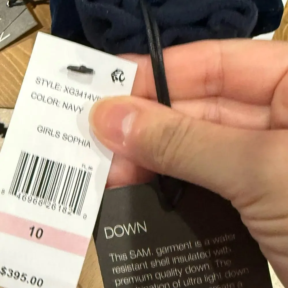 NEW SAM. Sophia Duck Down Puffer Jacket Girls 10 Velvet Navy Blue Designer Cozy - Picture 5 of 5